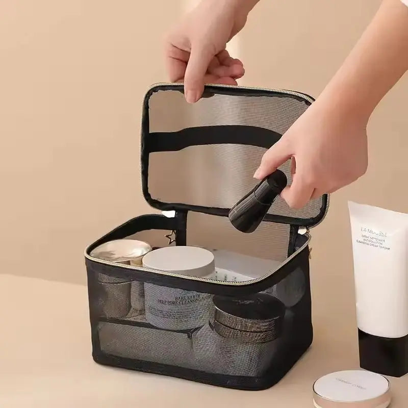 2 - Piece Hanging Toiletry Bag Set – Double Layer Travel Cosmetic Organizer for Makeup & Essentials - ZHUASH
