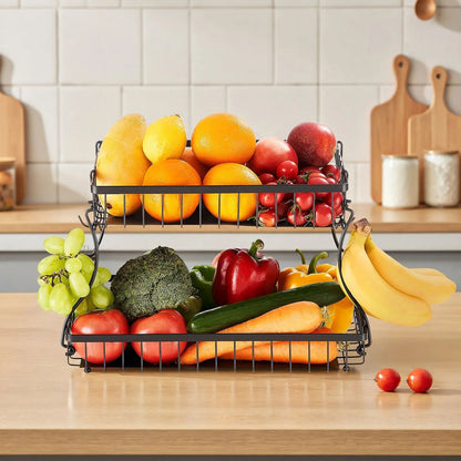 2 - Tier Fruit Basket Bowl Kitchen Countertop Storage - ZHUASH