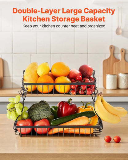 2 - Tier Fruit Basket Bowl Kitchen Countertop Storage - ZHUASH