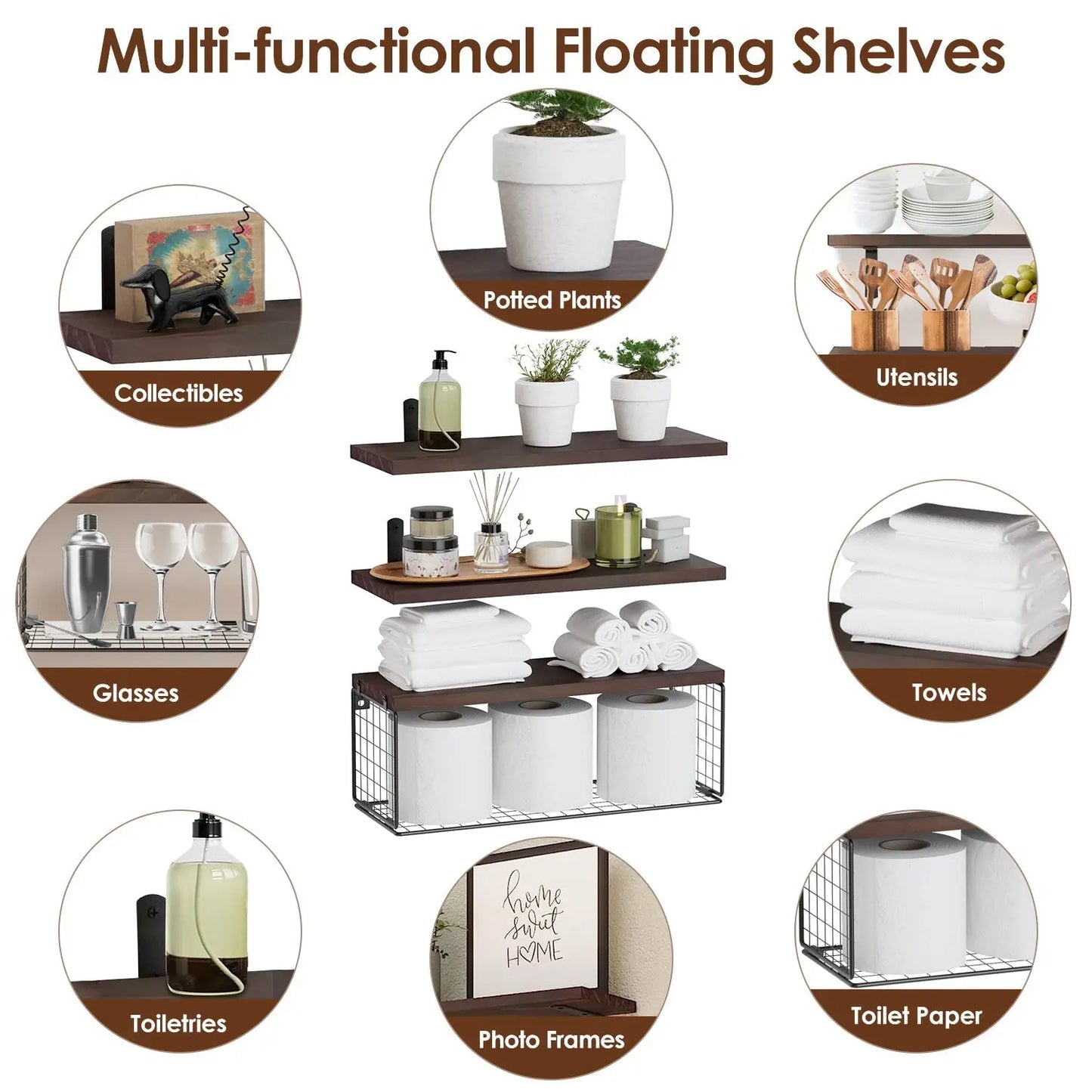 2‑in‑1 Floating Wall Shelf with Storage Basket – Bathroom & Home Organizer - ZHUASH