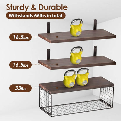 2‑in‑1 Floating Wall Shelf with Storage Basket – Bathroom & Home Organizer - ZHUASH