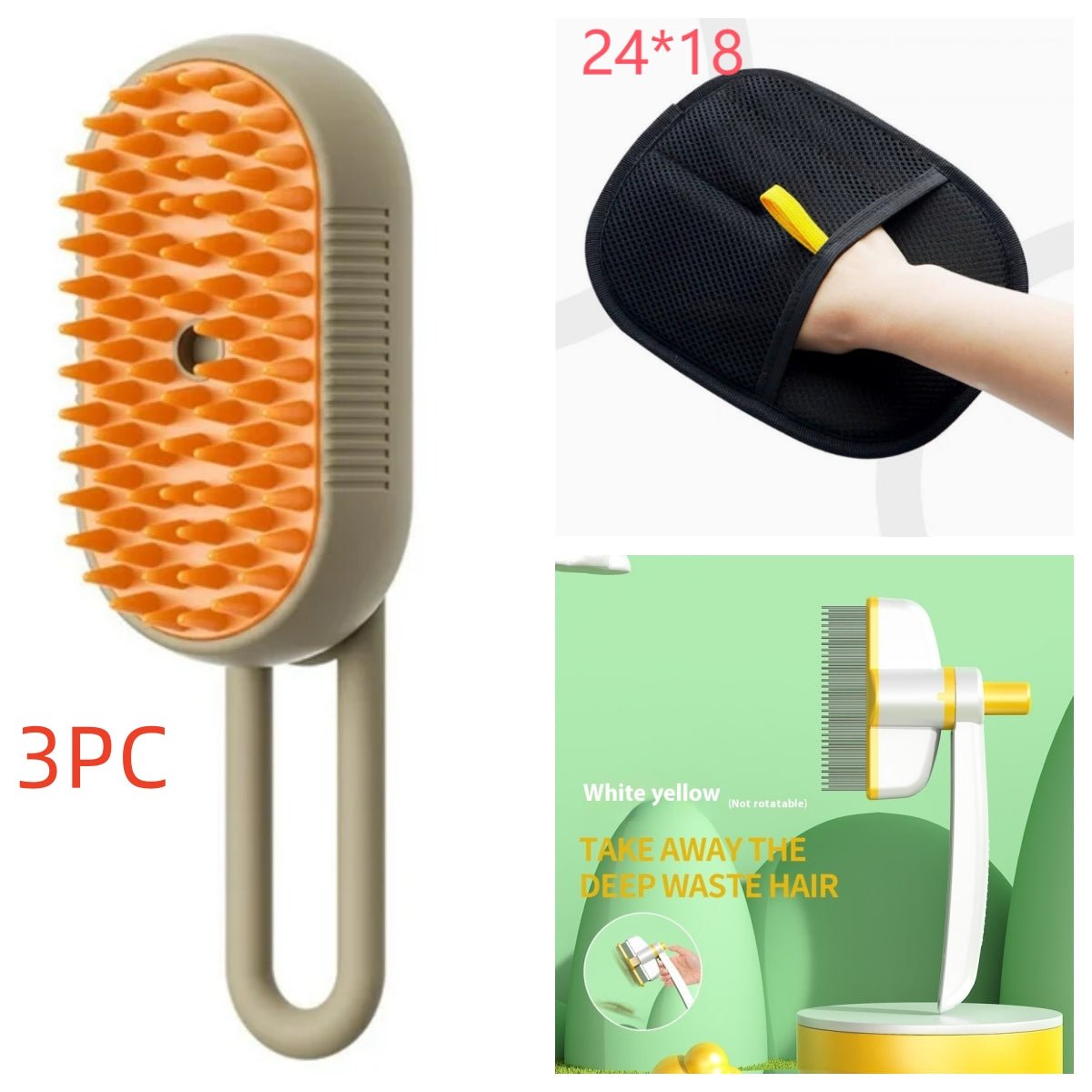 3 - in - 1 Pet Grooming Brush for Dogs & Cats – Spray Mist & Massage - ZHUASH