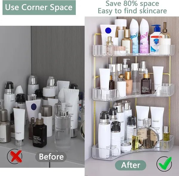 3 - Tier Corner Storage Rack for Bathroom & Vanity - ZHUASH