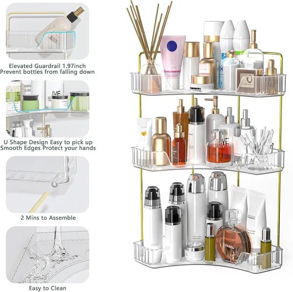 3 - Tier Corner Storage Rack for Bathroom & Vanity - ZHUASH
