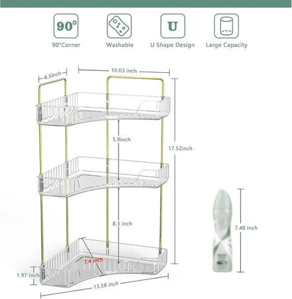 3 - Tier Corner Storage Rack for Bathroom & Vanity - ZHUASH