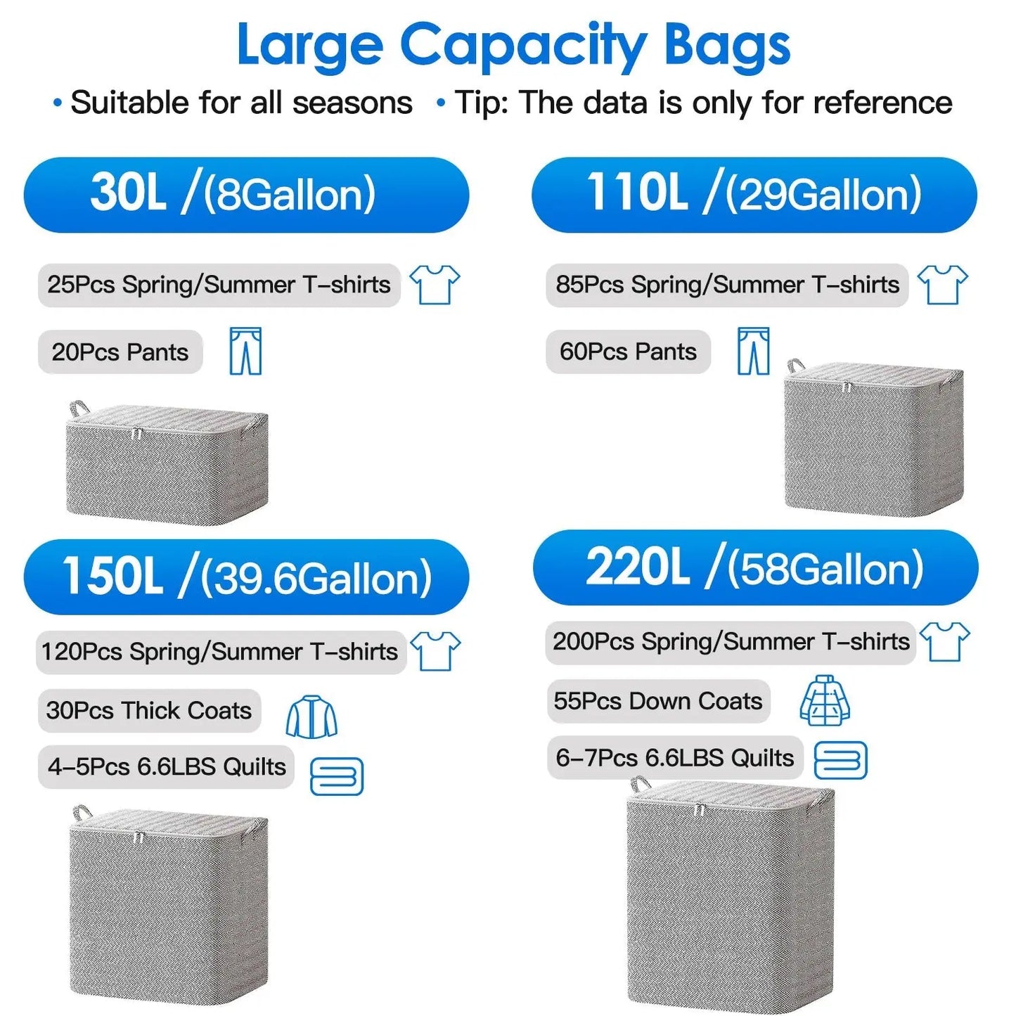 4 - Pack Foldable Storage Bags – Closet & Wardrobe Organizer - ZHUASH
