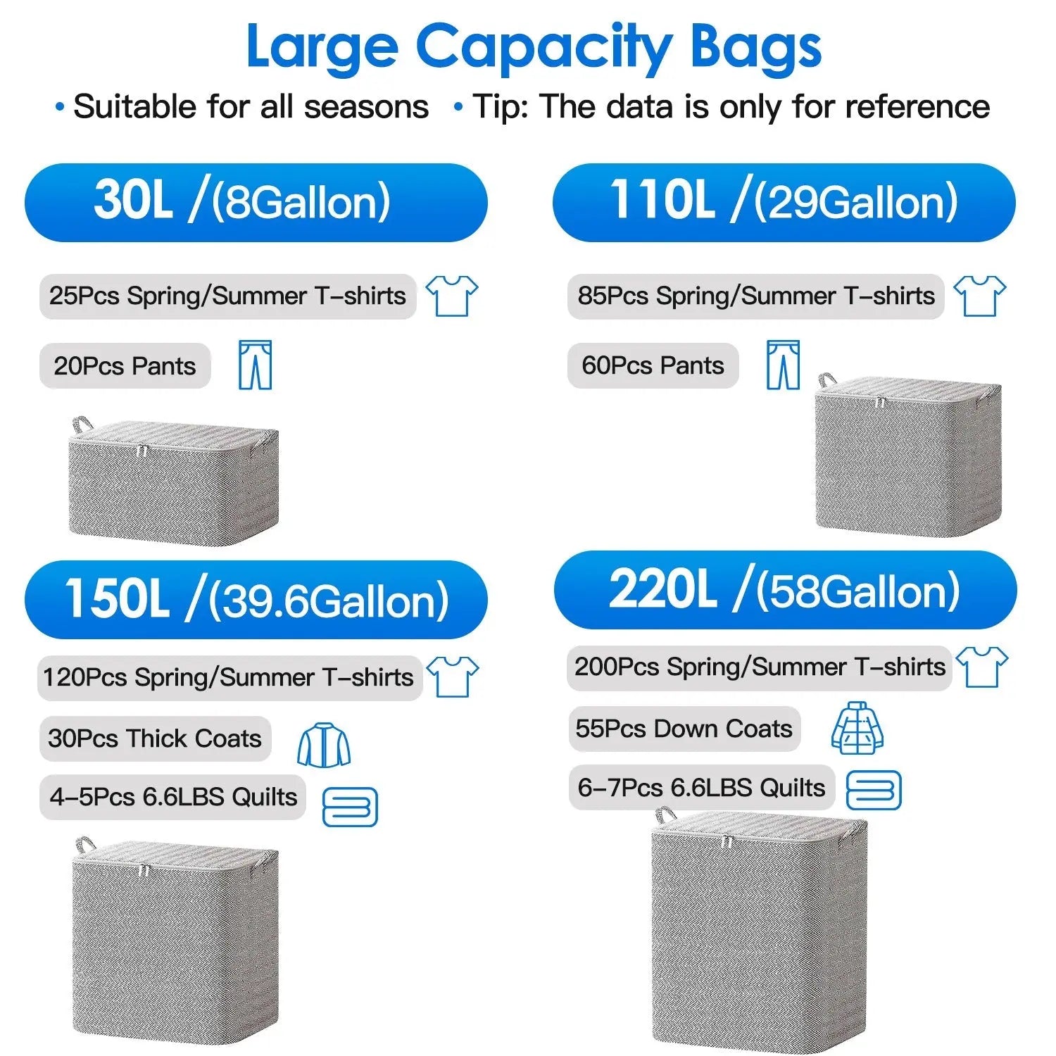 4 - Pack Foldable Storage Bags – Closet & Wardrobe Organizer - ZHUASH
