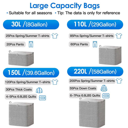 4 - Pack Foldable Storage Bags – Closet & Wardrobe Organizer - ZHUASH