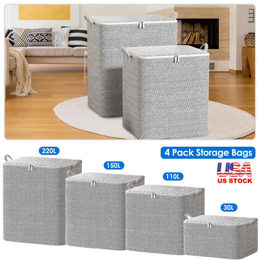 4 - Pack Foldable Storage Bags – Closet & Wardrobe Organizer - ZHUASH