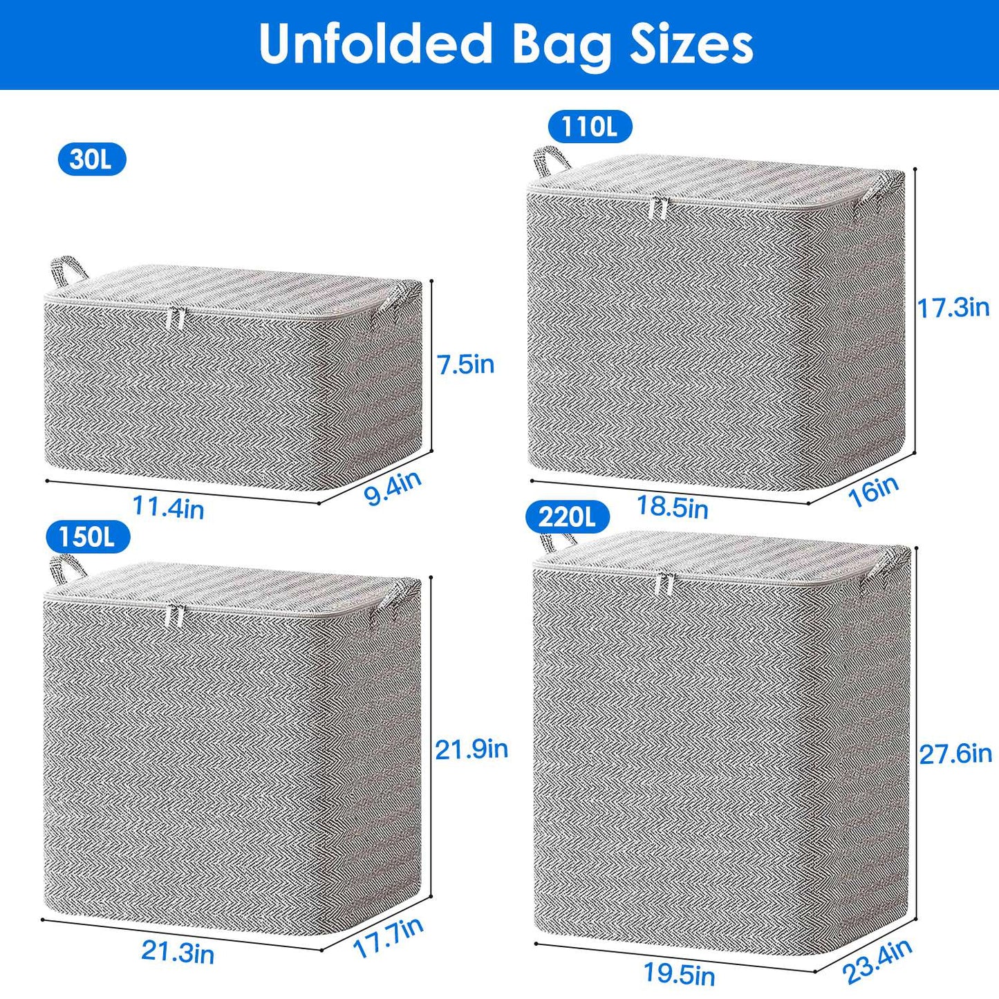 4 - Pack Foldable Storage Bags – Closet & Wardrobe Organizer - ZHUASH