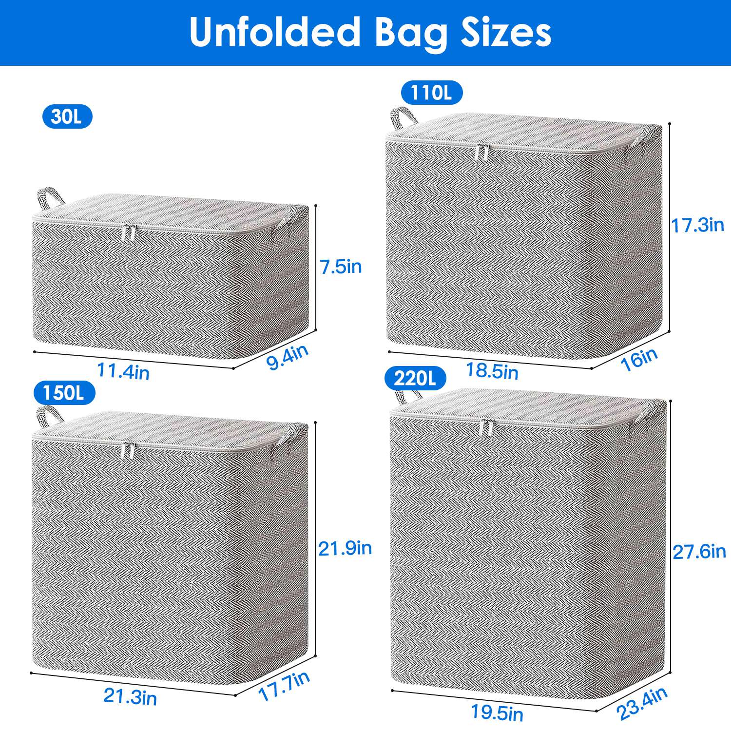 4 - Pack Foldable Storage Bags – Closet & Wardrobe Organizer - ZHUASH