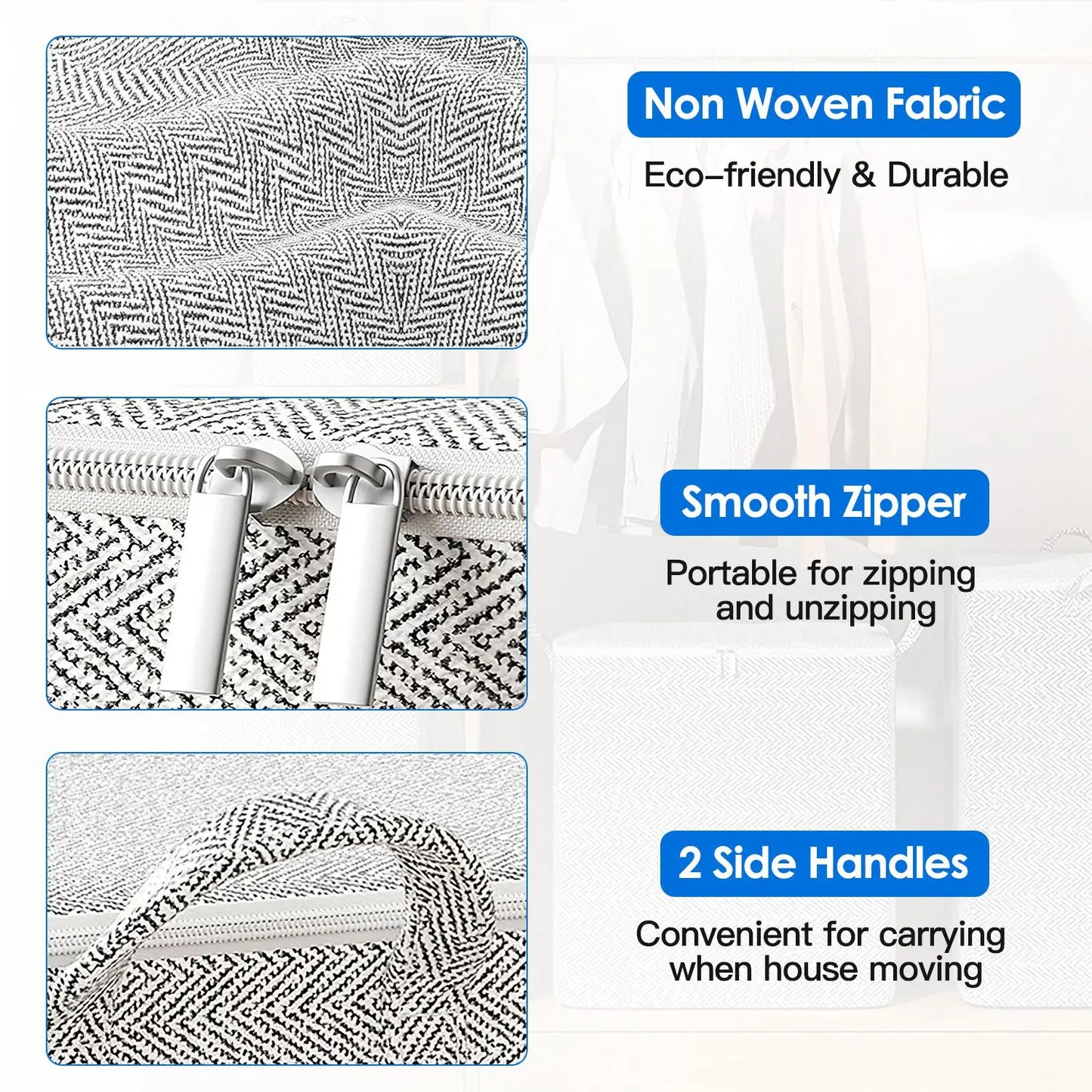 4 - Pack Foldable Storage Bags – Closet & Wardrobe Organizer - ZHUASH