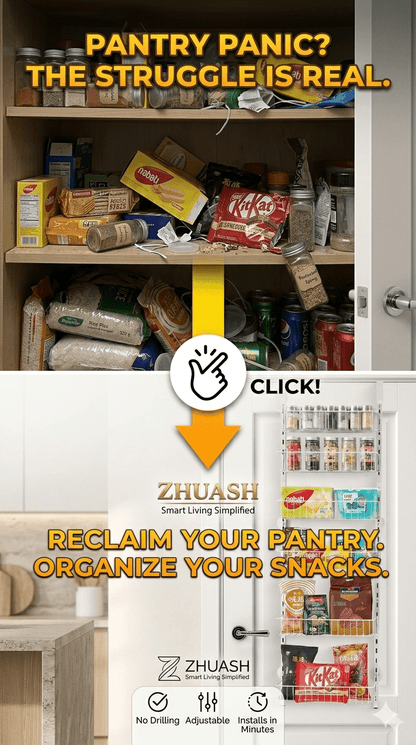 6 - Tier Over The Door Pantry Organizer Hanging Storage Rack Adjustable Kitchen - ZHUASH