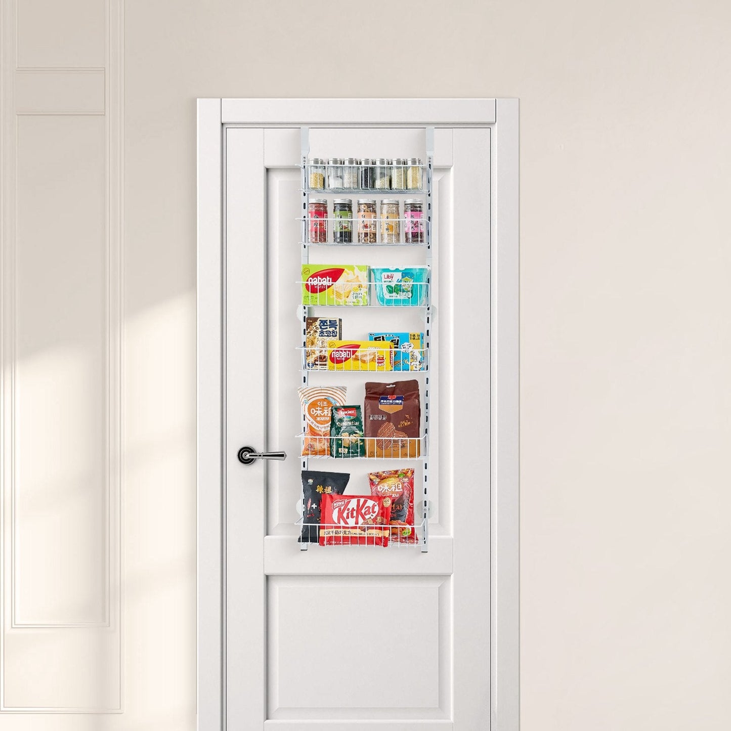 6 - Tier Over The Door Pantry Organizer Hanging Storage Rack Adjustable Kitchen - ZHUASH