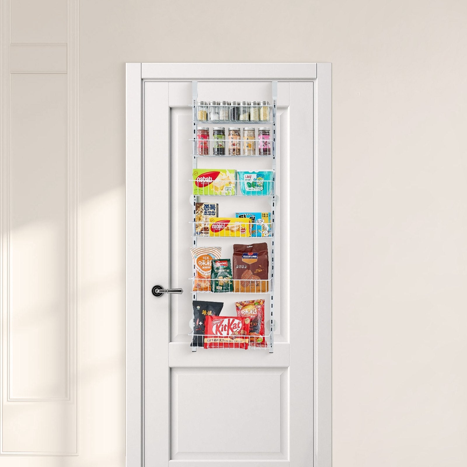 6 - Tier Over The Door Pantry Organizer Hanging Storage Rack Adjustable Kitchen - ZHUASH