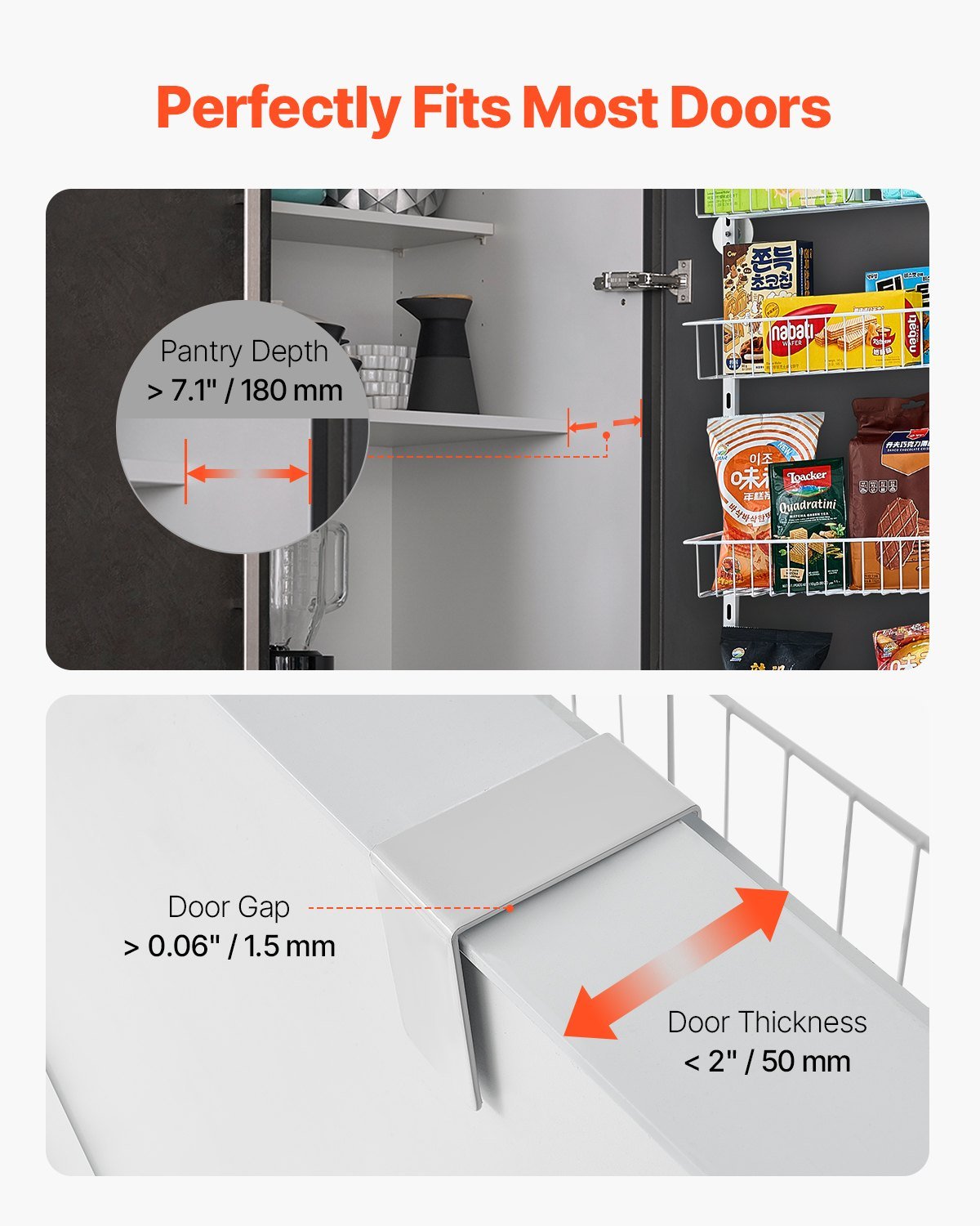 6 - Tier Over The Door Pantry Organizer Hanging Storage Rack Adjustable Kitchen - ZHUASH