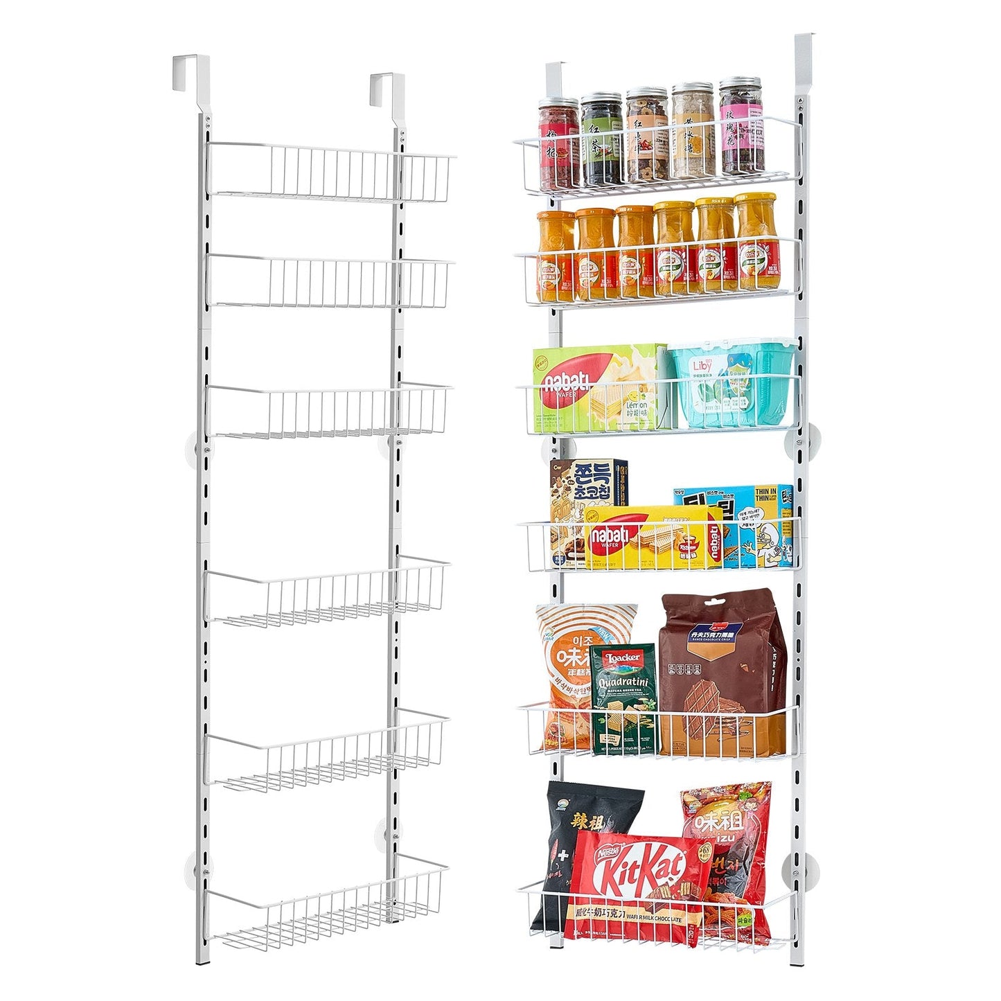 6 - Tier Over The Door Pantry Organizer Hanging Storage Rack Adjustable Kitchen - ZHUASH