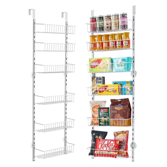 6 - Tier Over The Door Pantry Organizer Hanging Storage Rack Adjustable Kitchen - ZHUASH