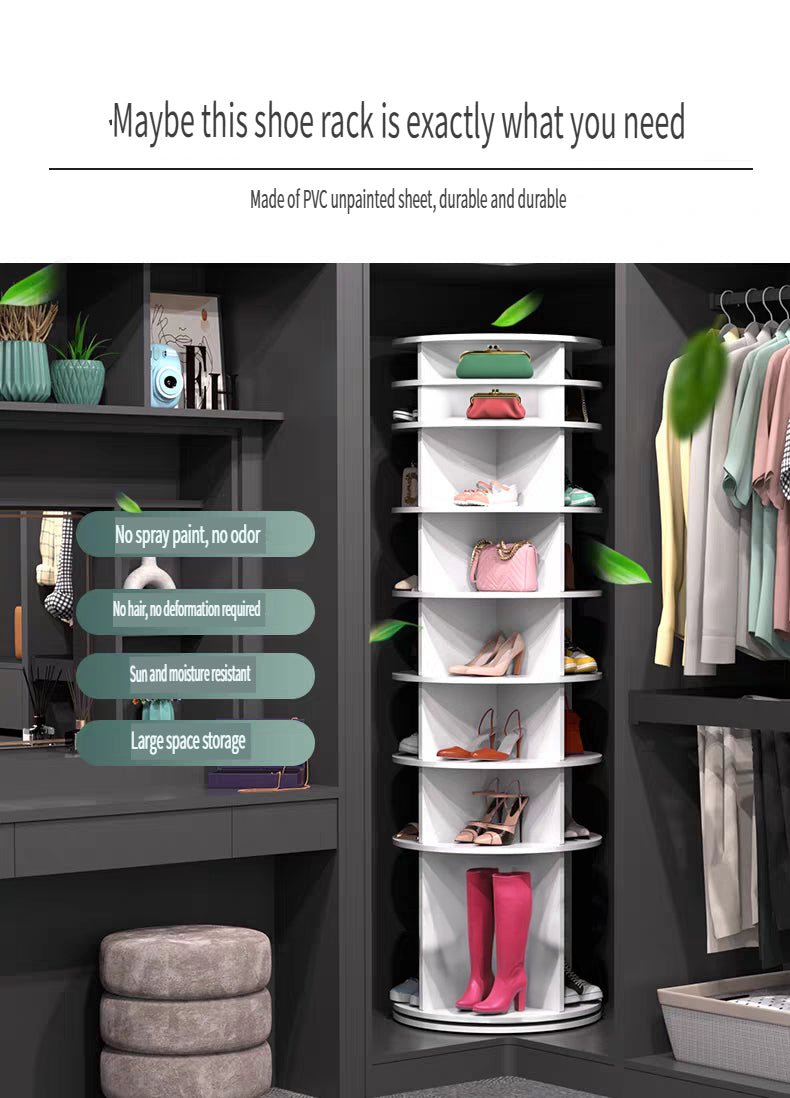 8 - Tier Rotating Shoe Rack Tower – 360° Space - Saving Closet Organizer - ZHUASH