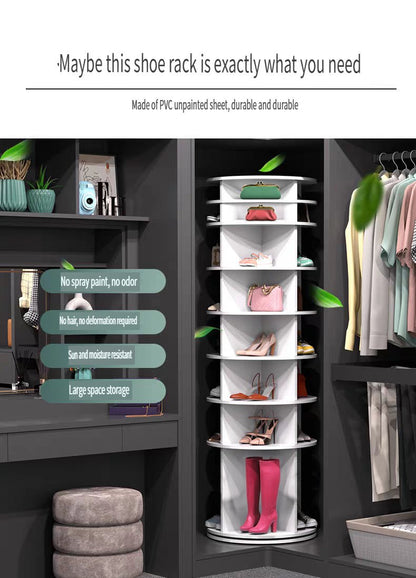 8 - Tier Rotating Shoe Rack Tower – 360° Space - Saving Closet Organizer - ZHUASH