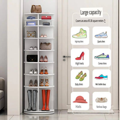 8 - Tier Rotating Shoe Rack Tower – 360° Space - Saving Closet Organizer - ZHUASH