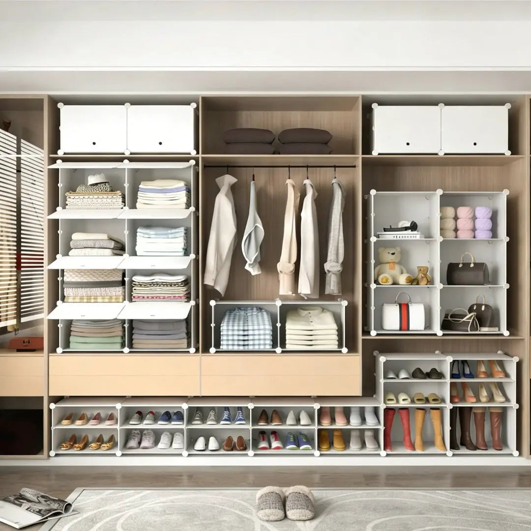 8 - Tier Stackable Shoe Storage Cabinet with Doors – Detachable & Space - Saving - ZHUASH