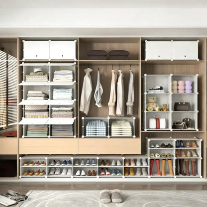 8 - Tier Stackable Shoe Storage Cabinet with Doors – Detachable & Space - Saving - ZHUASH