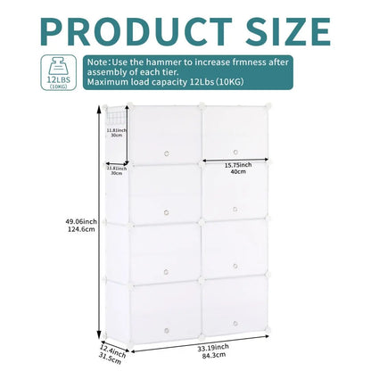 8 - Tier Stackable Shoe Storage Cabinet with Doors – Detachable & Space - Saving - ZHUASH