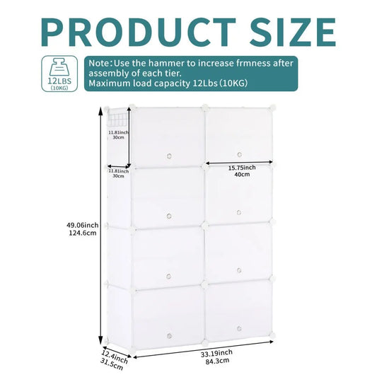 8 - Tier Stackable Shoe Storage Cabinet with Doors – Detachable & Space - Saving - ZHUASH