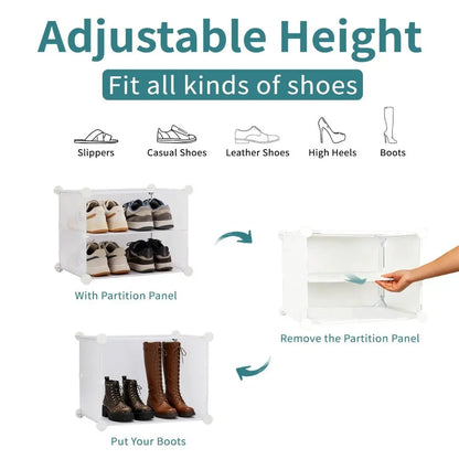 8 - Tier Stackable Shoe Storage Cabinet with Doors – Detachable & Space - Saving - ZHUASH