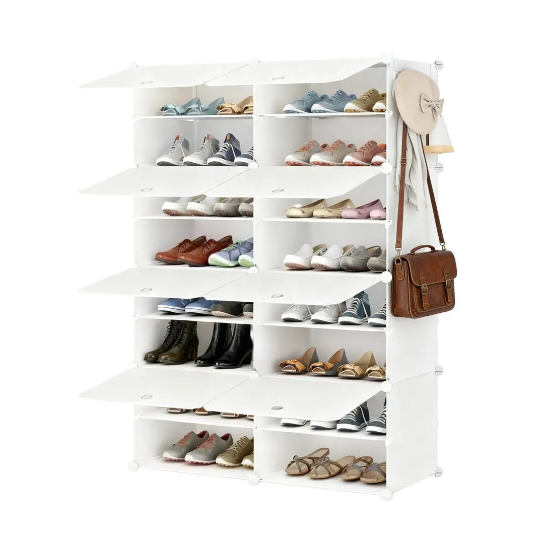 8 - Tier Stackable Shoe Storage Cabinet with Doors – Detachable & Space - Saving - ZHUASH