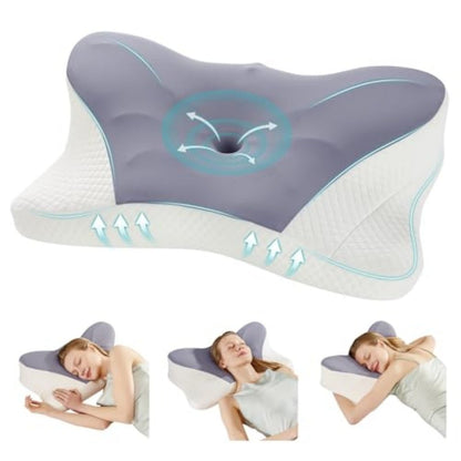 Ergonomic Memory Foam Pillow for Comfortable Sleep (Dual Height Design) - ZHUASH