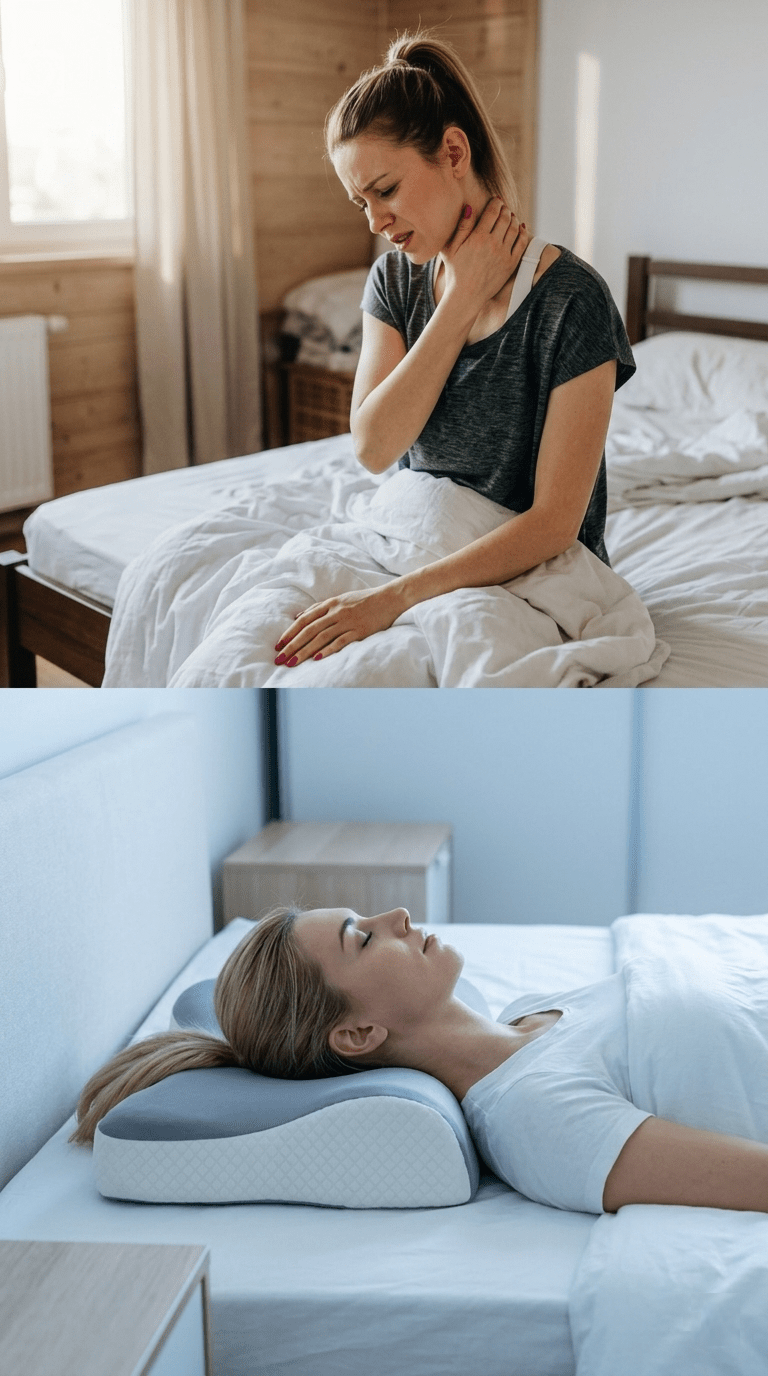 Ergonomic Memory Foam Pillow for Comfortable Sleep (Dual Height Design) - ZHUASH