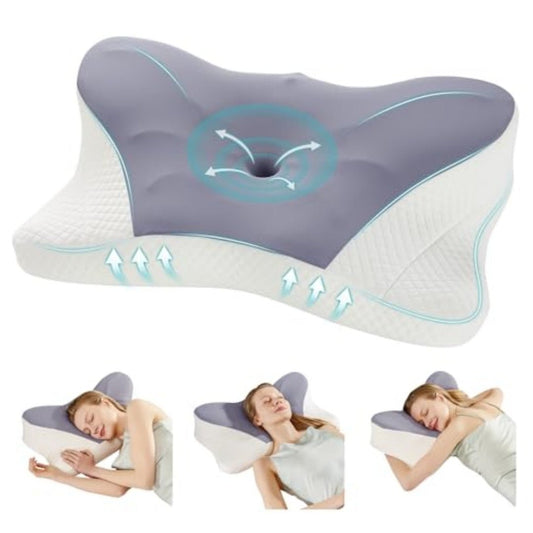 Ergonomic Memory Foam Pillow for Comfortable Sleep (Dual Height Design) - ZHUASH
