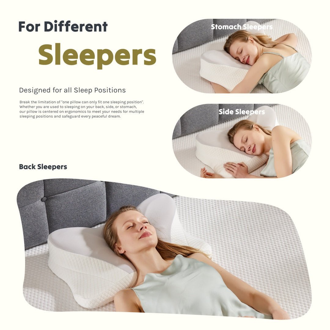 Ergonomic Memory Foam Pillow for Comfortable Sleep (Dual Height Design) - ZHUASH