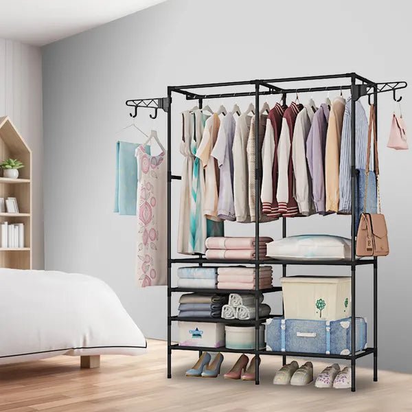 Garment Rack Heavy Duty Metal Shoe Clothing Organizer Shelves Freestanding Multifunctional Clothes Wardrobe - ZHUASH