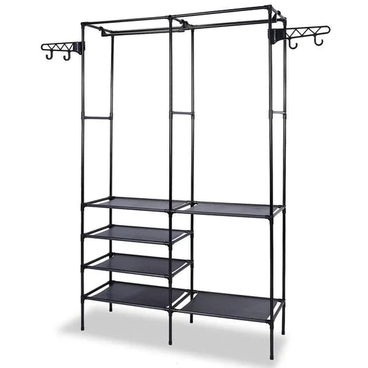 Garment Rack Heavy Duty Metal Shoe Clothing Organizer Shelves Freestanding Multifunctional Clothes Wardrobe - ZHUASH