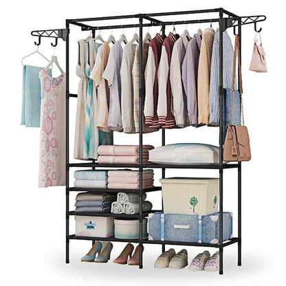 Garment Rack Heavy Duty Metal Shoe Clothing Organizer Shelves Freestanding Multifunctional Clothes Wardrobe - ZHUASH