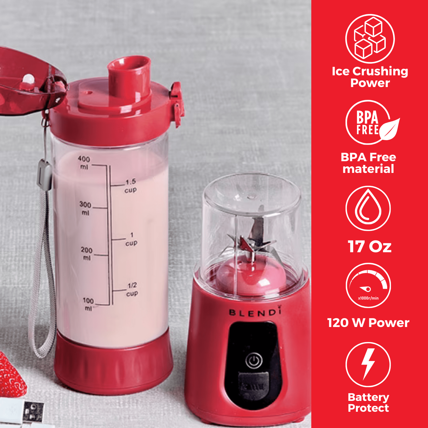 Pro+ Ice Crushing Portable Blender (17oz) - ZHUASH